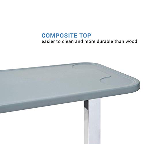 Overbed Table with Wheels, Adjustable Height, Dark Grey J132519