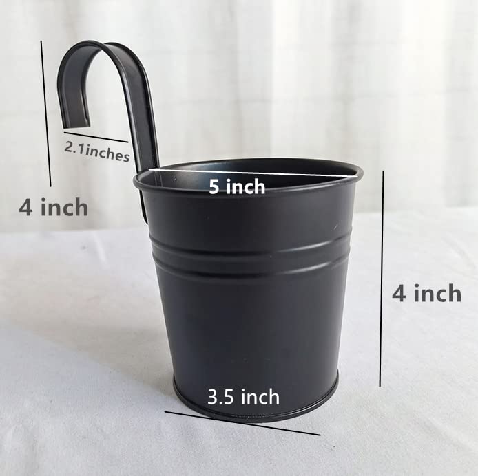 Metal Hanging Plant Pots with Removable Hooks, 5-Pack, Black X159