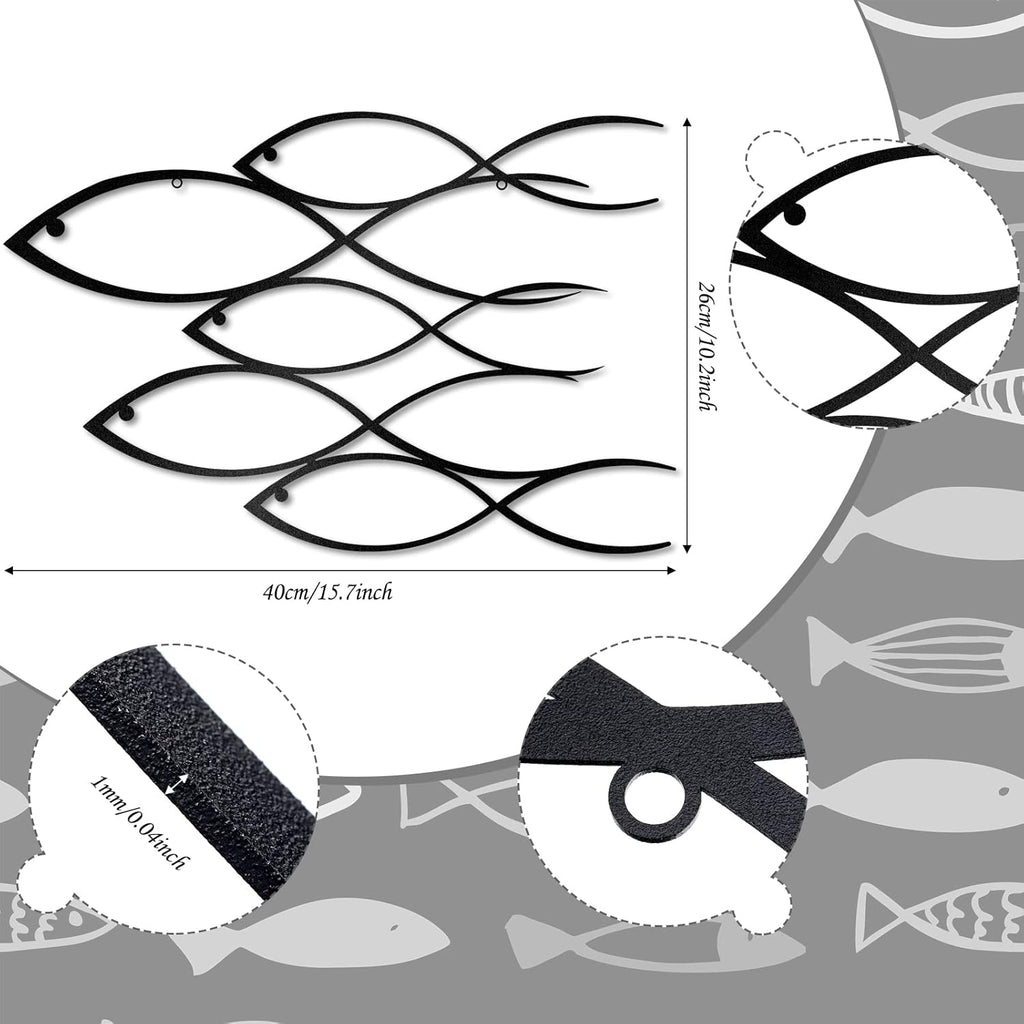 Metal Wall Art School of Fish Decorative Wall Decor for Indoor Outdoor Home E175