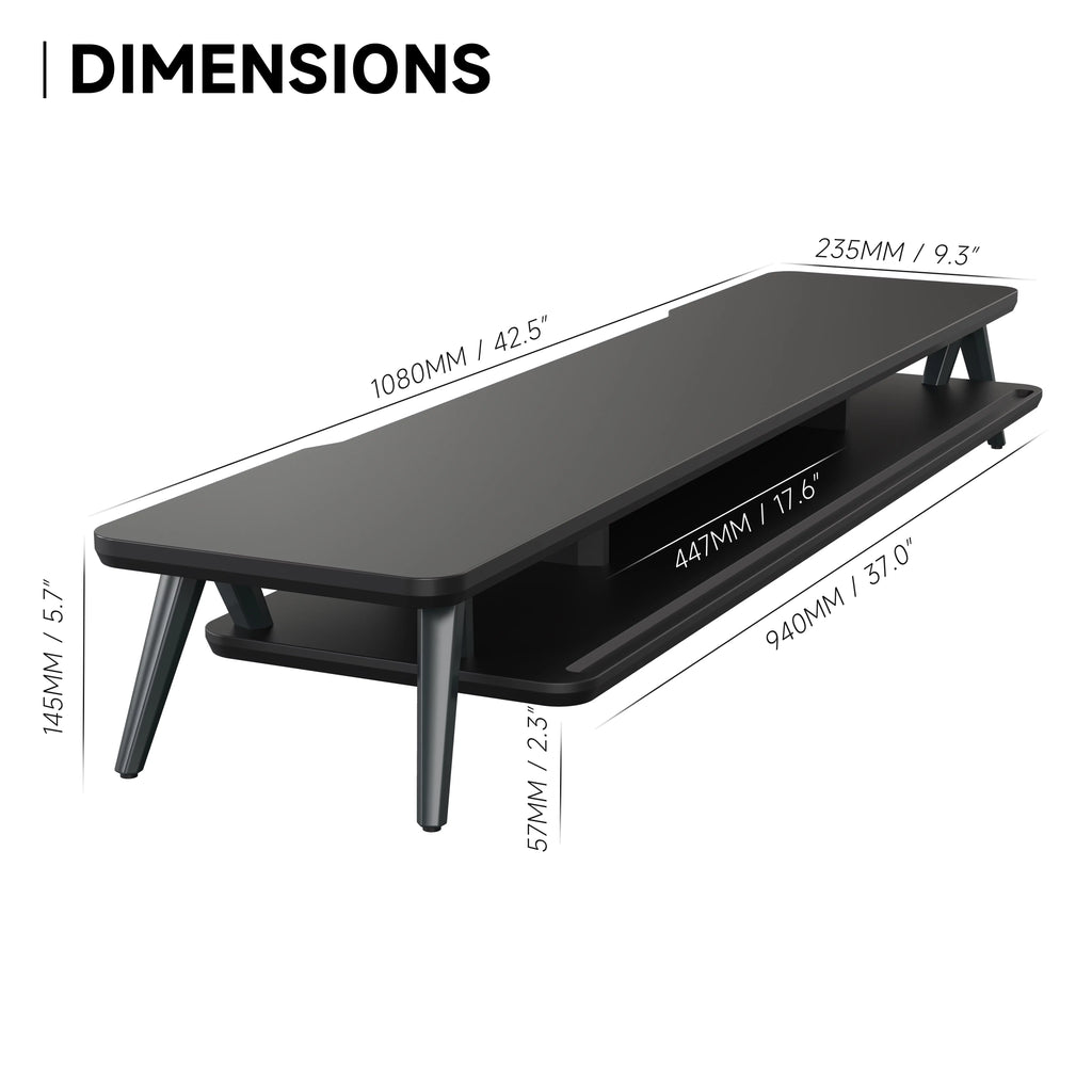 Dual Monitor Stand Riser 42.5 Inch Desk Shelf with Storage Organizer Y7352