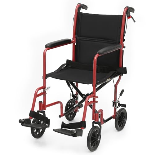 Magshion Wheelchairs for Adults with Swing-Away Footrest and Flip Back Backest Foldable Lightweight 16 inch Wide Seat Wheel Chair for Storage and Travel Use, 300 lbs