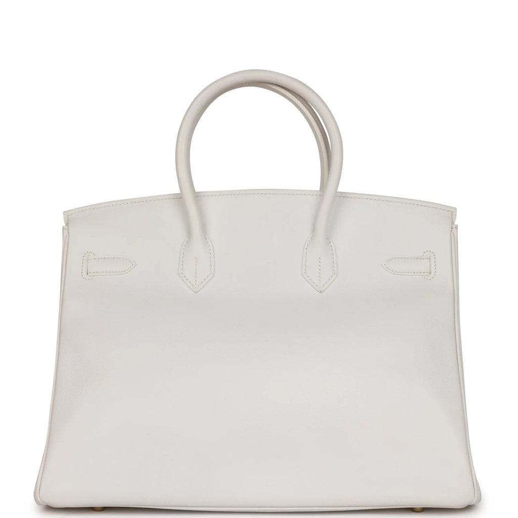 Pre-owned Birkin 35 White Epsom Gold Hardware J201