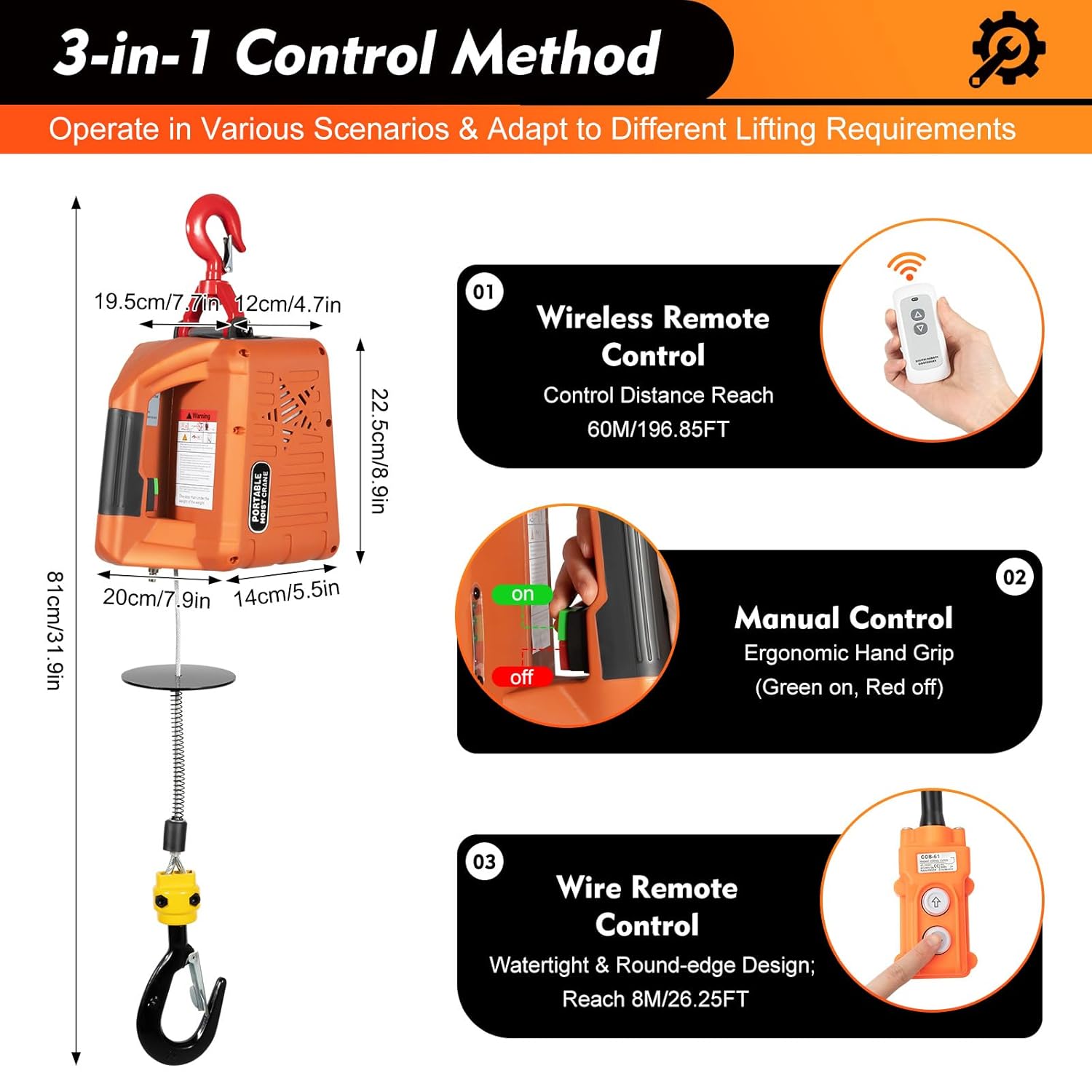 Electric Hoist Winch 660LBS 110V with Remote Control Q89105