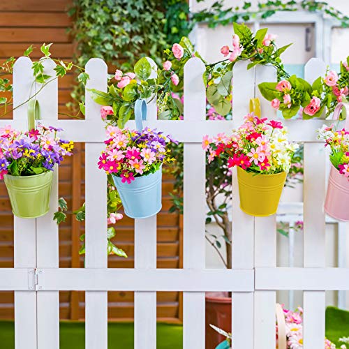 Metal Hanging Flower Pots for Garden Balcony Wall Decor with Detachable Hook (4 Pack) Q44836