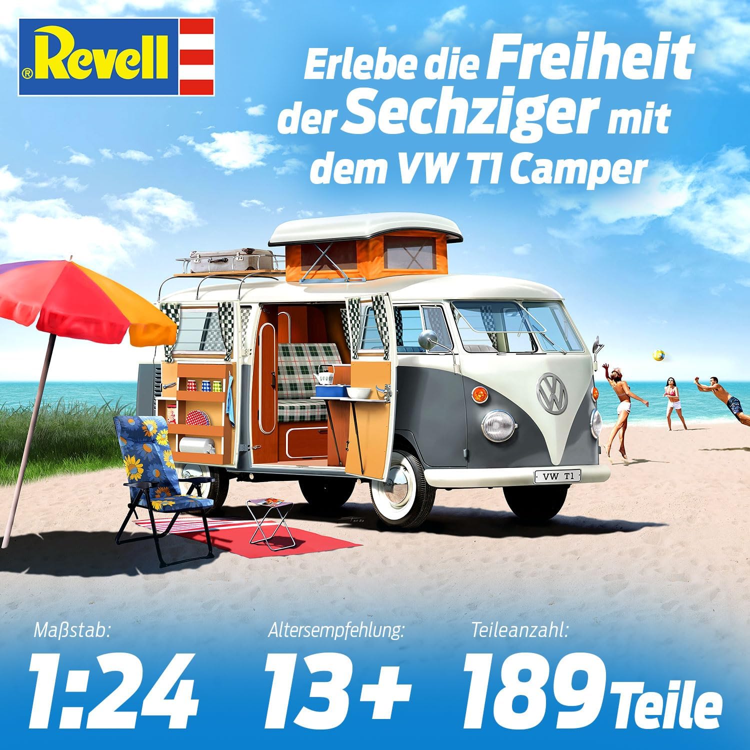 VW T1 Camper 1:24 Scale Plastic Model Kit W613