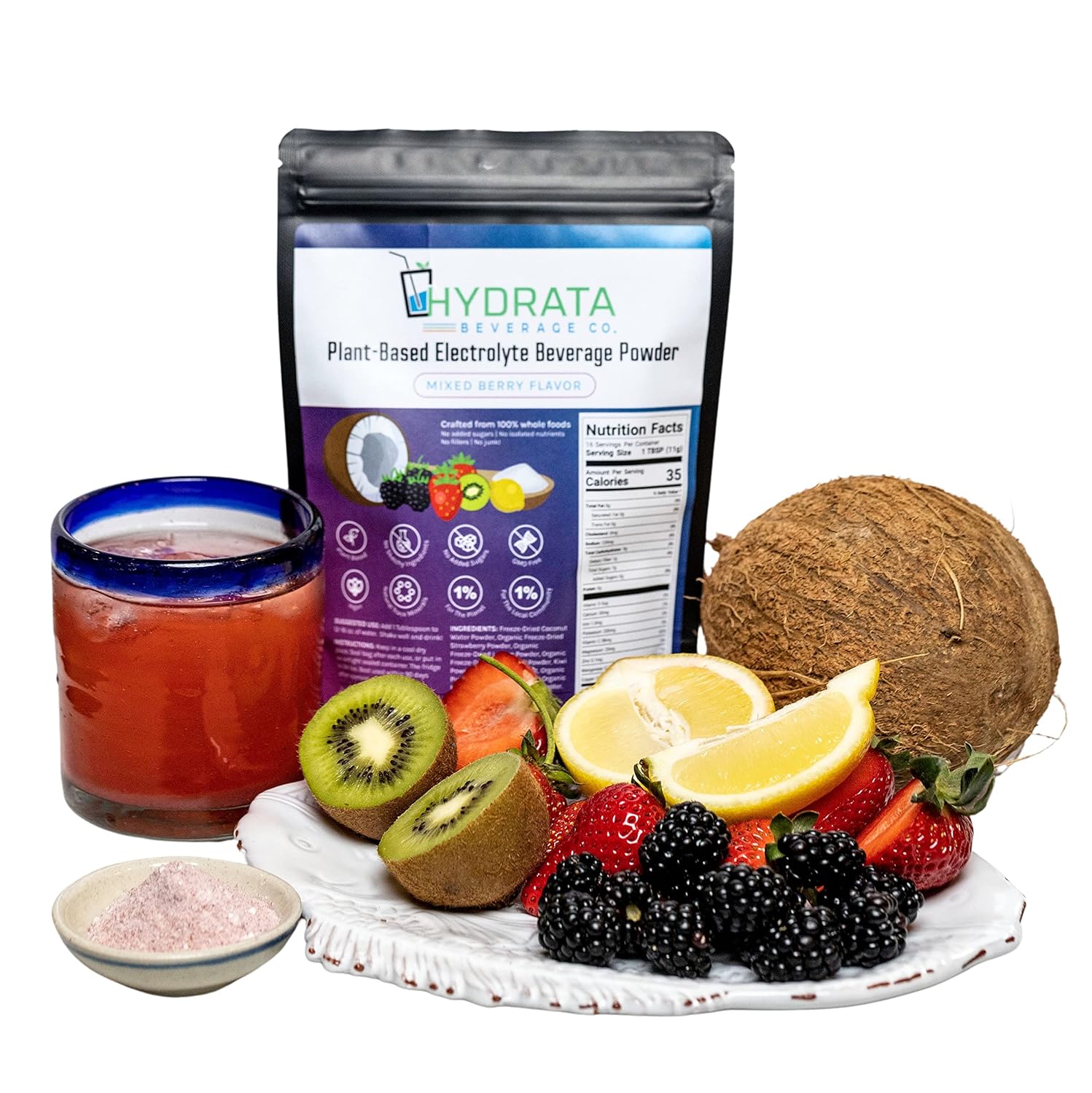 Electrolyte Beverage Powder, Mixed Berry, 16 Servings B15370