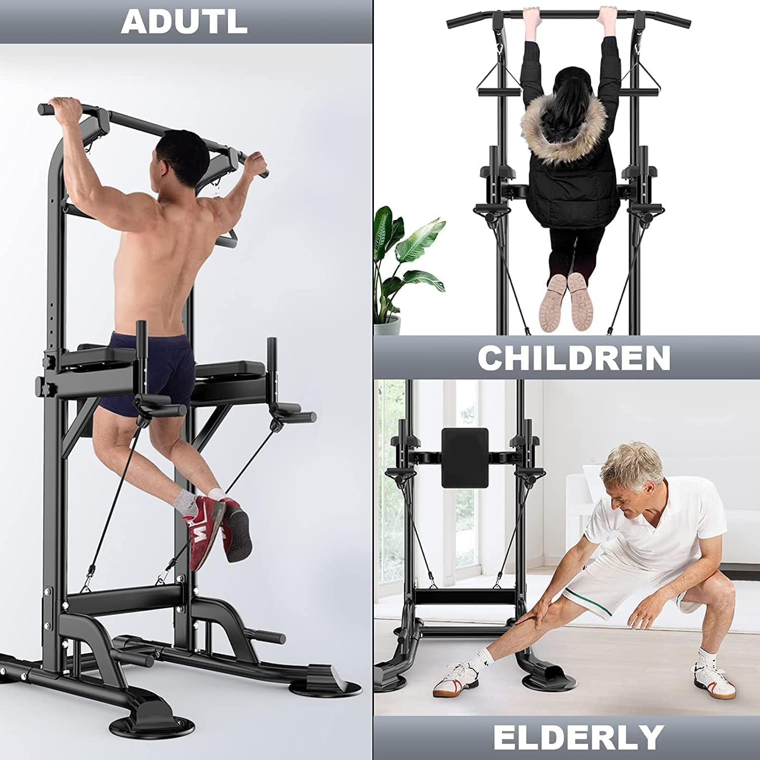 Adjustable Height Pull Up Bar Stand with Dip Station H497