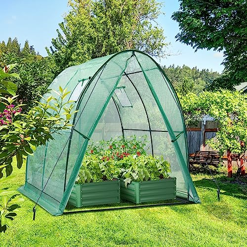 Portable Tunnel Greenhouse Outdoor with Mesh Windows, 5.9x5.9x6.6 FT K5003