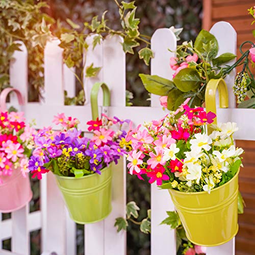 Metal Hanging Flower Pots for Garden Balcony Wall Decor with Detachable Hook (4 Pack) Q44836