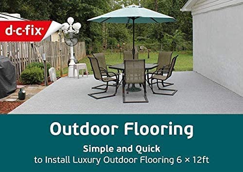Outdoor Flooring Roll - Grey Oak Wood - 6' x 12', 72 sq.ft - Waterproof All-Weather Floor Covering K898854