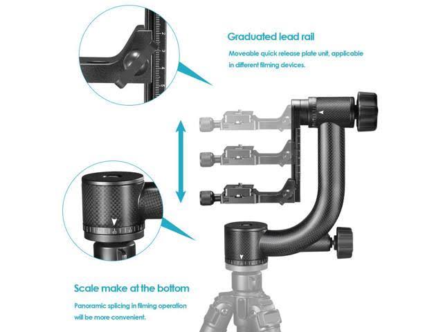Carbon Fiber 360 Degree Panoramic Gimbal Tripod Head with Arca-Swiss Quick Release T5162