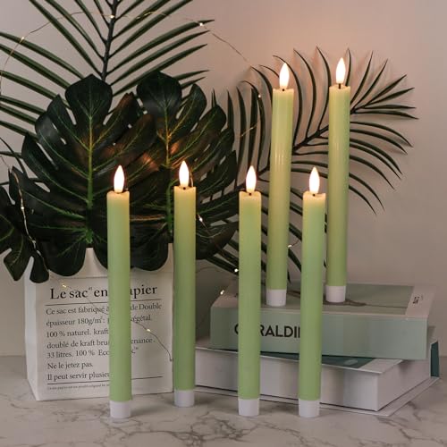Drip Wax Flameless Taper Candles with Remote, Battery Operated LED, Set of 6 N9353