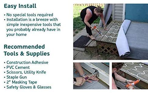 Outdoor Flooring Roll - Grey Oak Wood - 6' x 12', 72 sq.ft - Waterproof All-Weather Floor Covering K898854