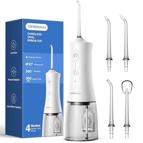 Cordless Water Flosser 300ml Rechargeable Oral Irrigator with 4 Modes and 4 Jet Tips D7941