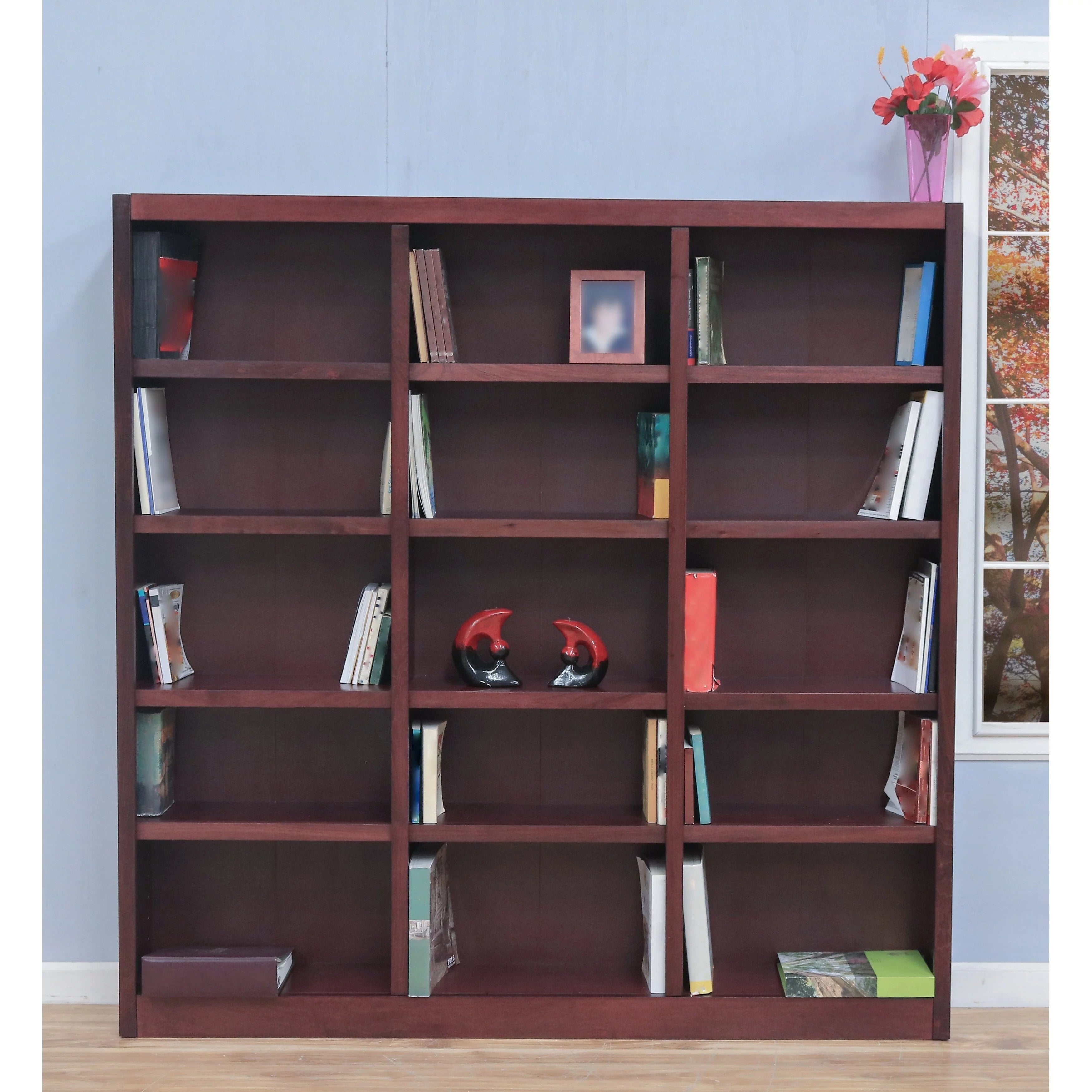 72-inch Bookcase Storage Unit Oak Finish K221