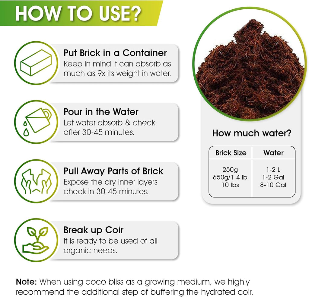 Coco Coir Bricks, 4 Pcs, Organic Compressed Potting Mix for Gardening S7000