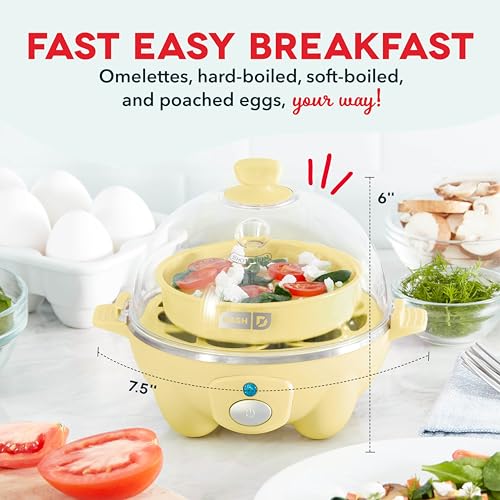 Rapid Egg Cooker for 6 Eggs, Hard Boiled, Poached, Scrambled, or Omelets, Auto Shut Off, Black G6815