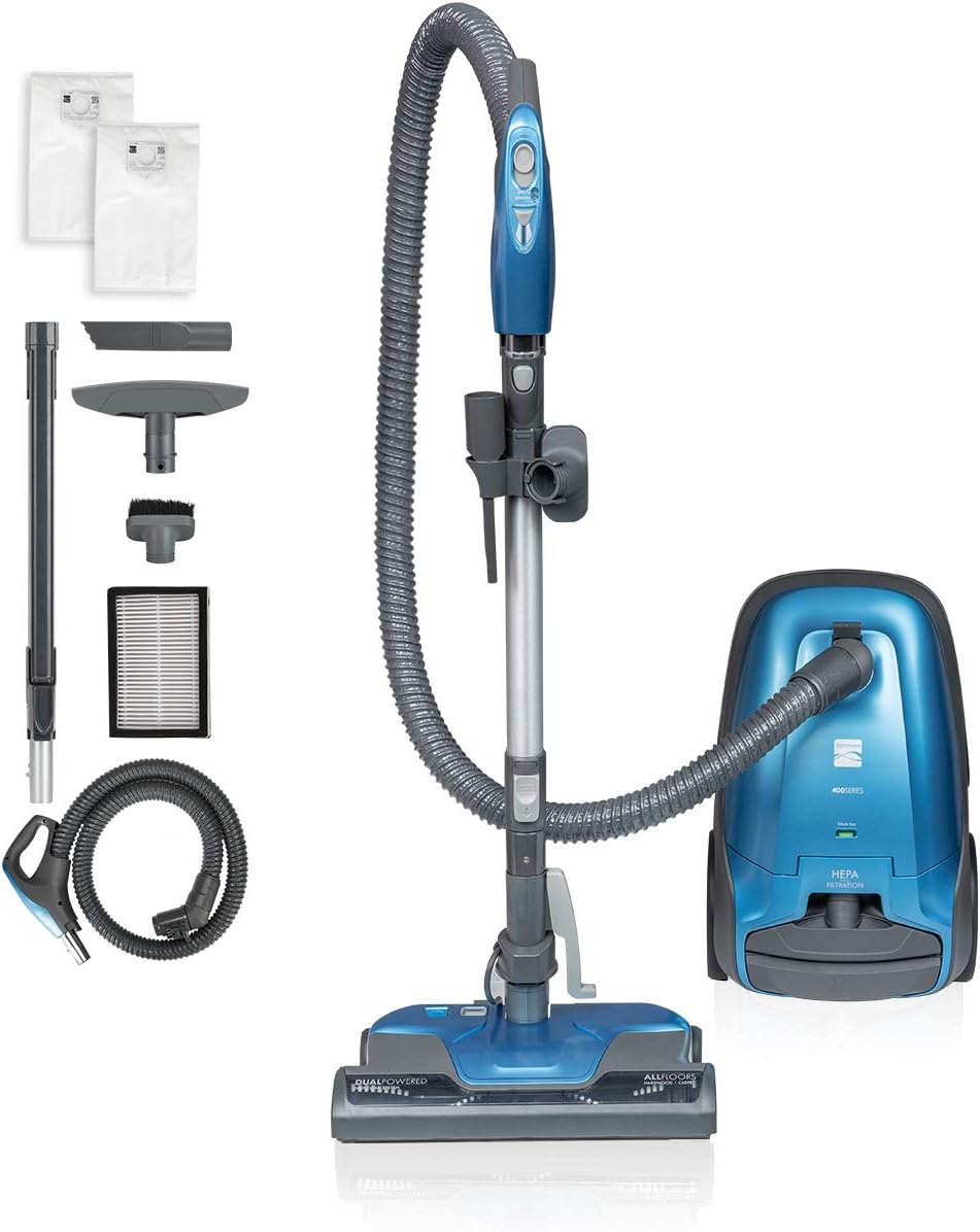 Kenmore BC7005 Friendly Crossover Bagged HEPA Canister Vacuum Cleaner 2-Motor Power Suction with Pet PowerMate, Extended Telescoping Wand, Retractable Cord, and 4 Cleaning Tools, Rose Gold
