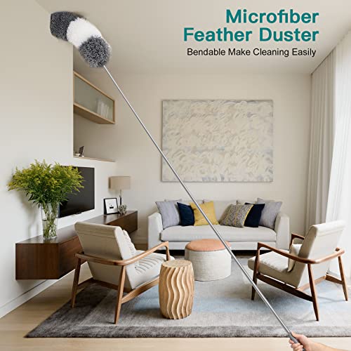 Microfiber Feather Duster Kit with Extendable Bendable Pole X902