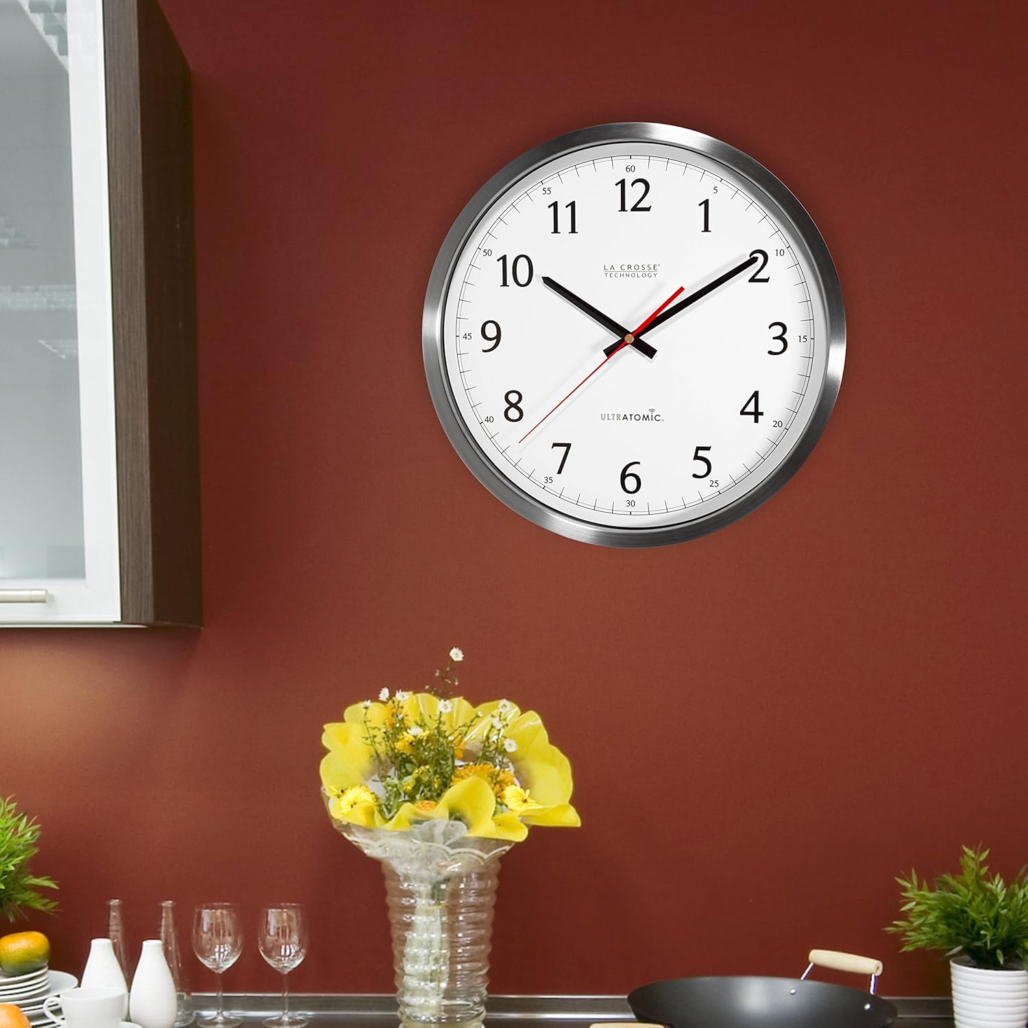 14 Inch Atomic Analog Stainless Steel Wall Clock C21279