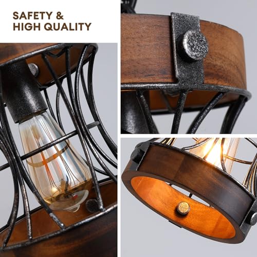 Wood Small Pendant Light for Dining Room and Kitchen Island E90822