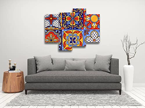 Handcrafted Ceramic Tile Pattern Canvas Wall Art, 4 Panel G197440