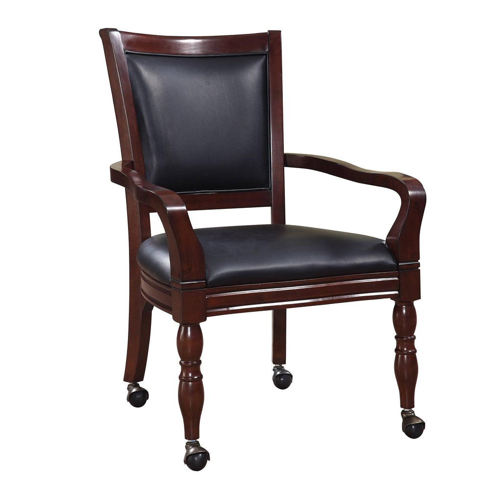Chess Checkers and Backgammon Pedestal Game Table with Chairs, Mahogany T5614
