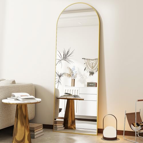 Arch Mirror Full Length 21x64 Floor Mirror with Stand, Aluminum Frame, Black U7175