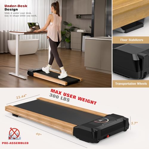 Under Desk Treadmill with Speaker for Home, 300LBS Capacity Q4064