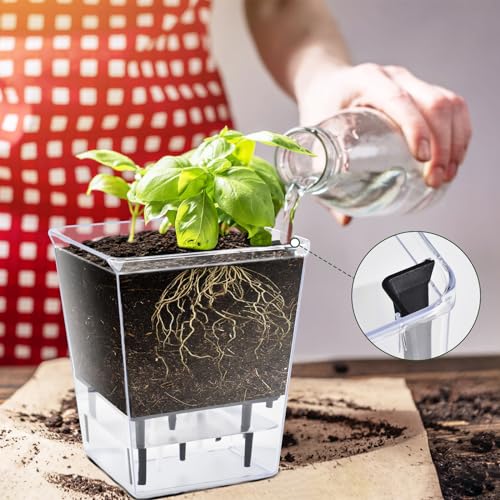 Self Watering Pots for Indoor Plants, 3 Pack with Deep Reservoir C2290