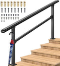 Updated Handrails for Outdoor Steps,Versatile 3-Step Stair Handrail Transitional Rail Porch Railing with Hook and Installation Kit (1-3 Steps)