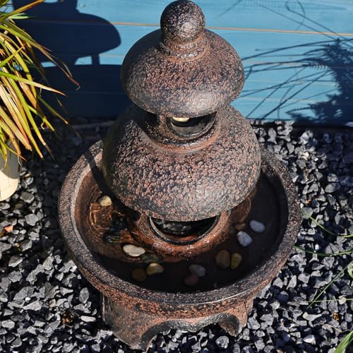 Zen Pagoda Water Fountain with LED Lights and Pump, 35.5 Inches V662871