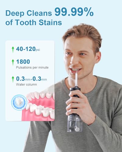 Cordless Water Flosser 300ml Rechargeable Oral Irrigator with 4 Modes and 4 Jet Tips D7941