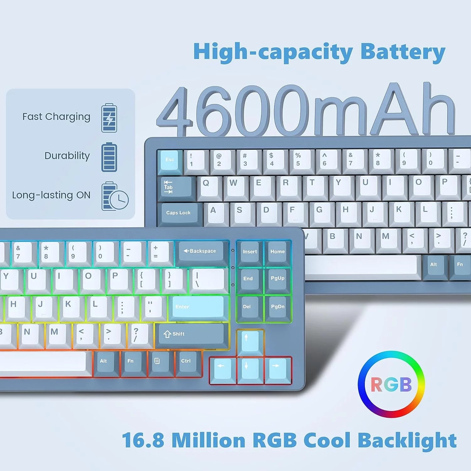 75% Wireless Mechanical Keyboard, Hot-Swappable RGB, Aluminum Alloy Shell Z526
