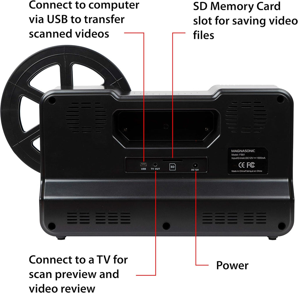 8mm Film Scanner with 2.3 Screen for Digitizing Movie Reels L9410