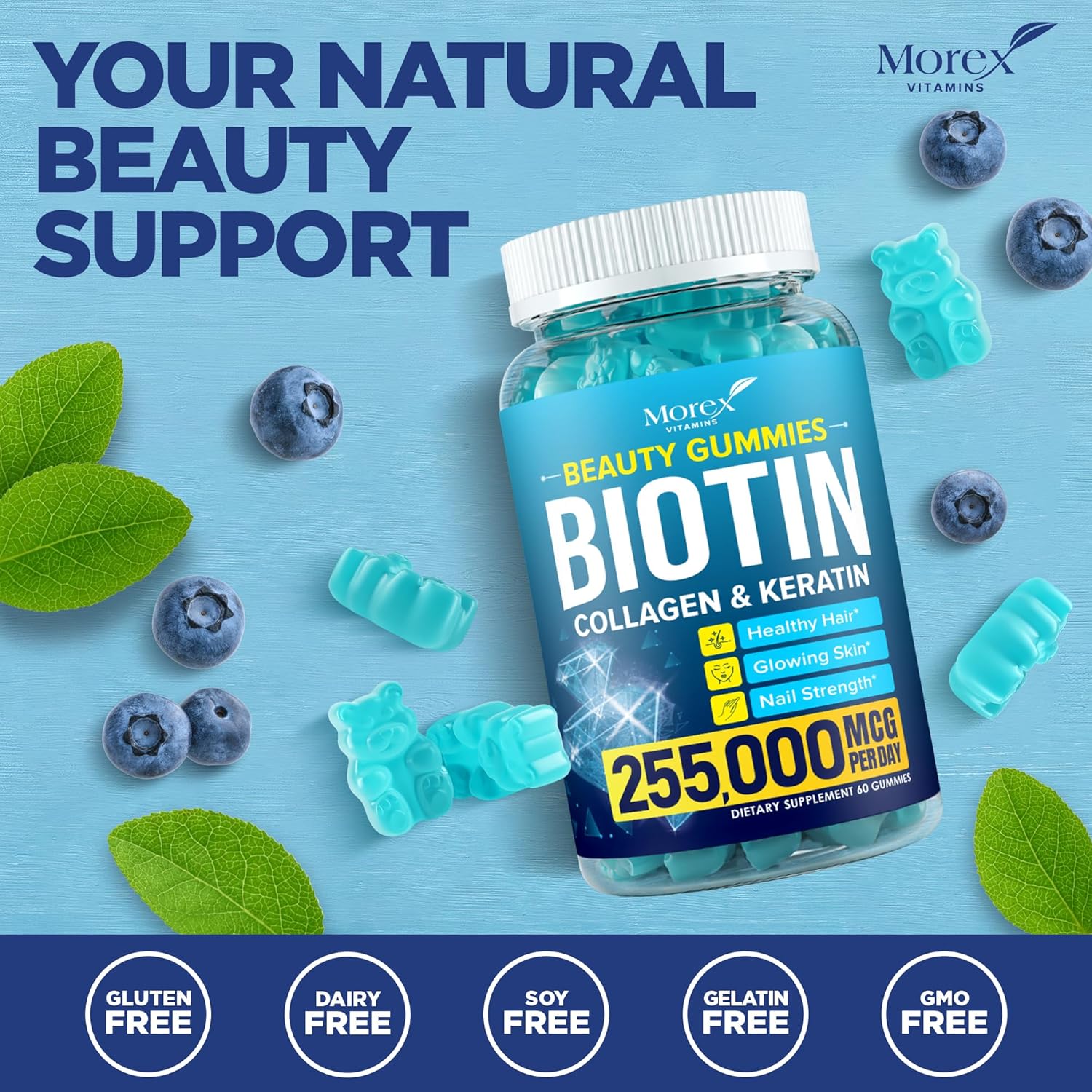 Hair Vitamins Gummies with Biotin, Collagen and Keratin for Hair, Skin and Nails E394233