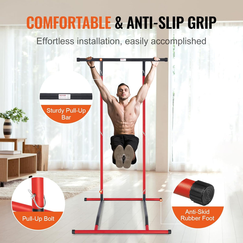 Power Tower Dip Station, 2-Level Adjustable Pull Up Bar Stand, Strength Training Equipment F47967