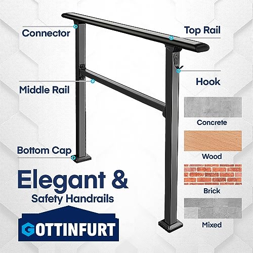 Outdoor Steps Handrail with Installation Kit for 1-3 Steps U2778