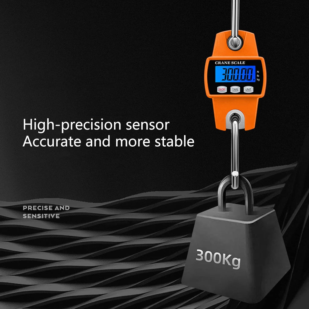 Digital Hanging Scale 660 lb 300 kg Heavy-Duty Waterproof Portable Crane Scale B13808