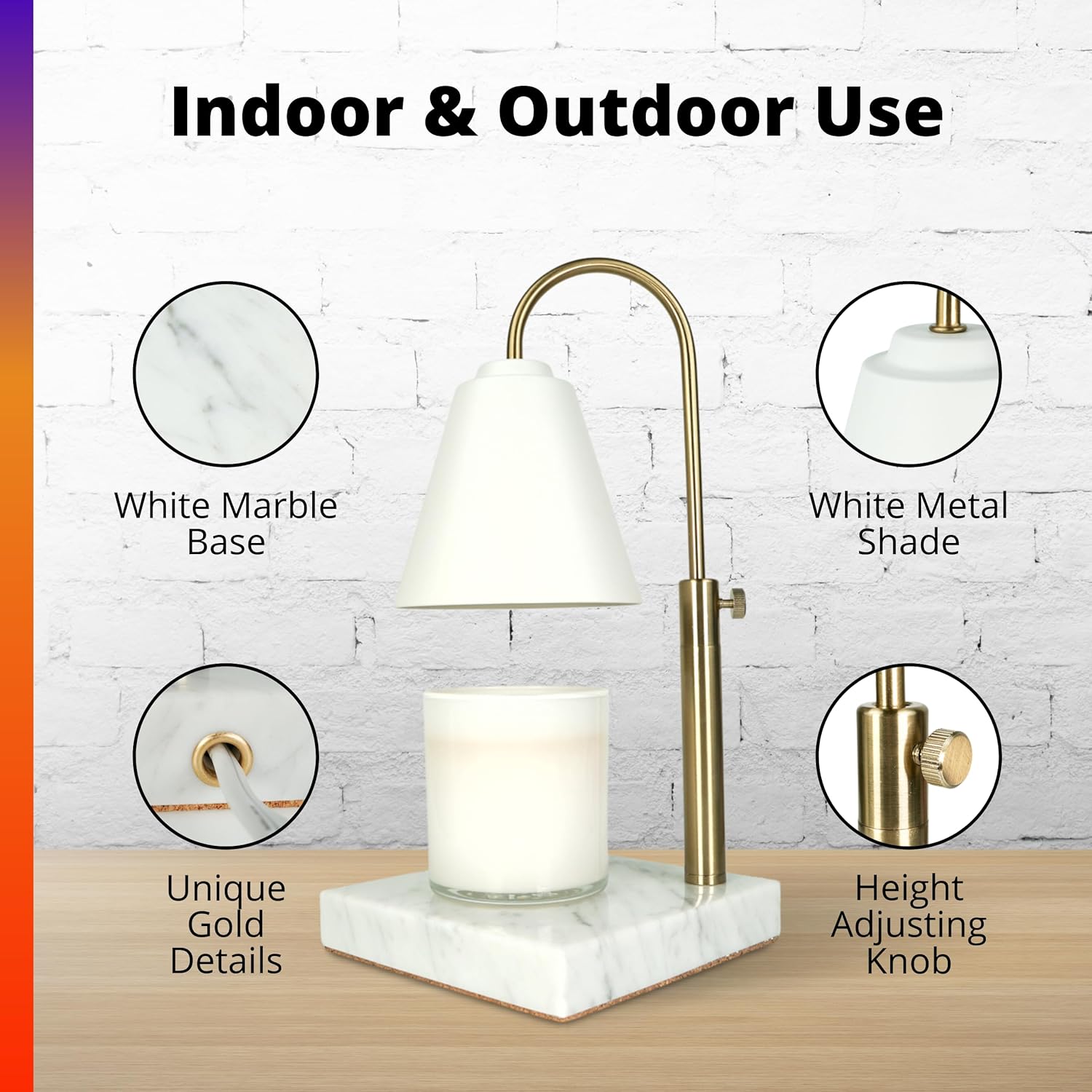 Candle Warmer Lamp with Dimmer, Marble Base, for Living Room S716