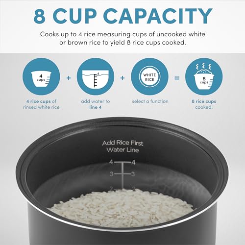 Digital Rice Cooker, 4-Cup Uncooked, Steamer, Multicooker, 2 Qt, Stainless Steel R872251