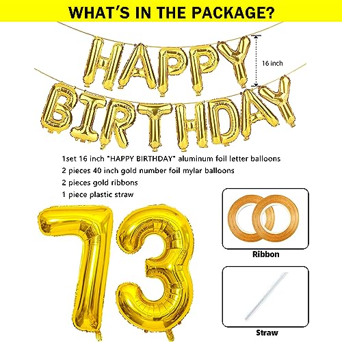 75 Balloon Numbers Gold Jumbo Number 57 Foil Mylar Balloons with Happy Birthday Banner for 75th Birthday Party Decorations A994