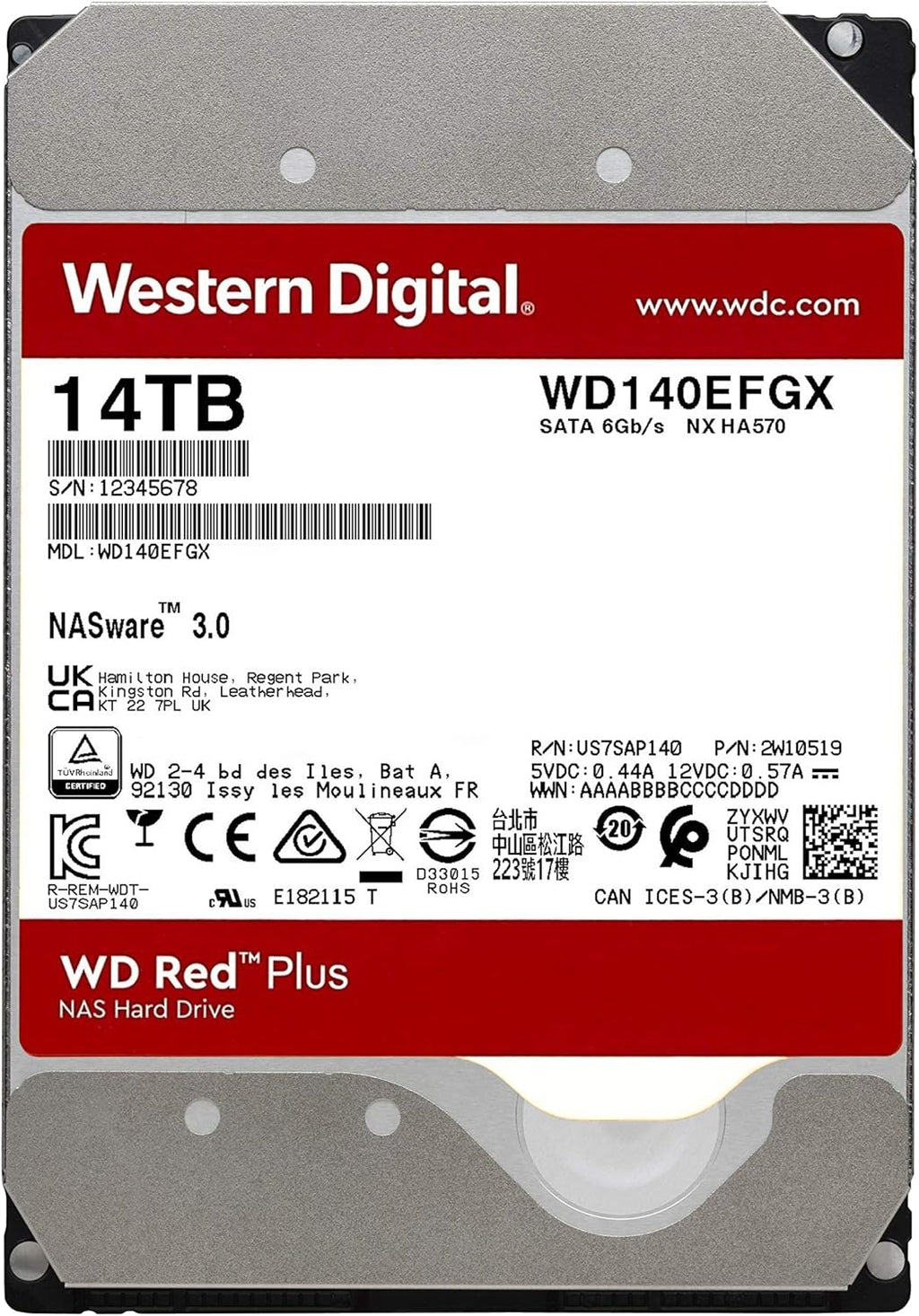 12TB NAS Internal Hard Drive HDD 7200 RPM SATA 6 GB/s CMR 512 MB Cache 3.5 P8157