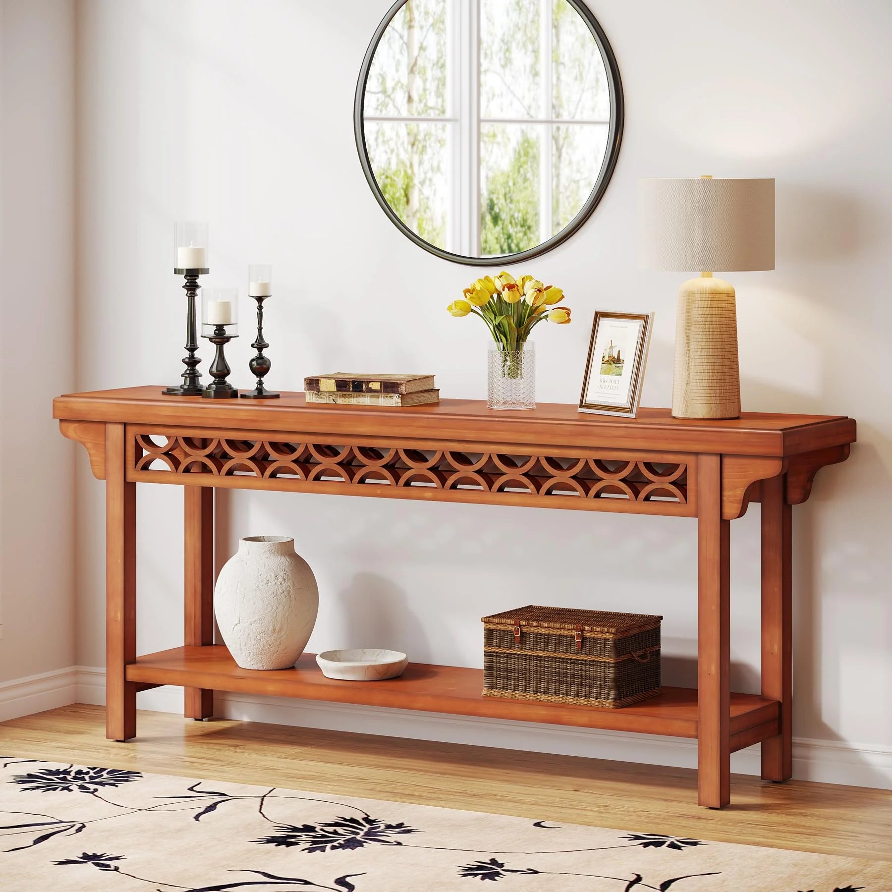 Solid Wood Long Console Table for Living Room Hallway C757