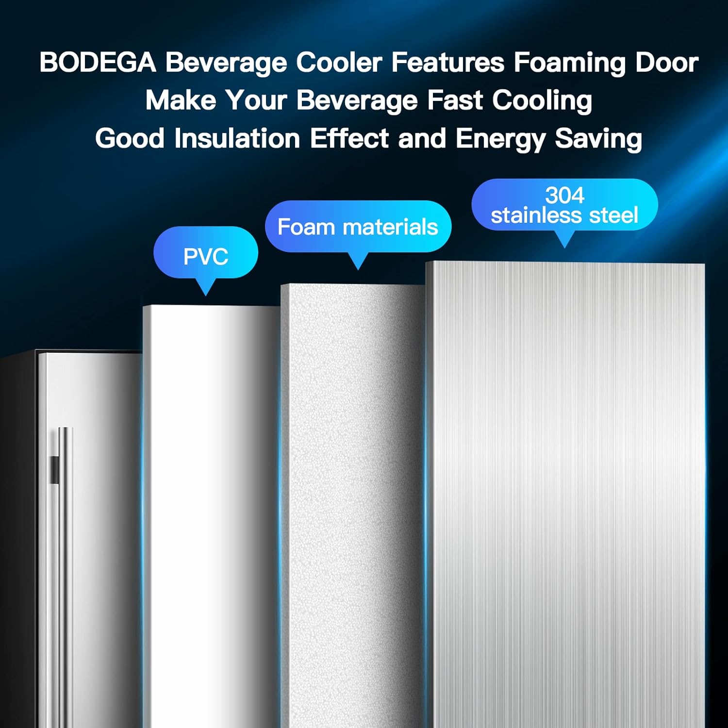 Beverage Cooler 24 Inch, Built-in and Freestanding Refrigerator 180 Cans, Stainless Steel I34420