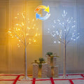 Albelt 2-Pack 4FT Lighted Birch Tree, Birch Christmas Tree for Indoor & Outdoor, Upgraded 96 LED Birch Tree Lights for Outdoor Christmas Decorations Indoor Home Thanksgiving (Warm White & Cool White)