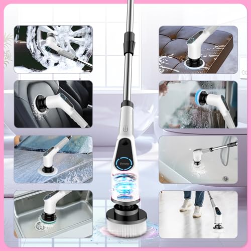 Cordless Electric Spin Scrubber with 8 Replaceable Brush Heads Y772