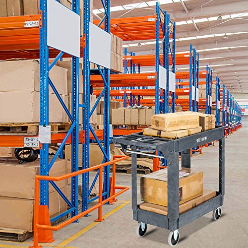 Plastic Service Utility Cart with Wheels, 550lbs Capacity, Heavy Duty 3-Tier Rolling Storage Q152104