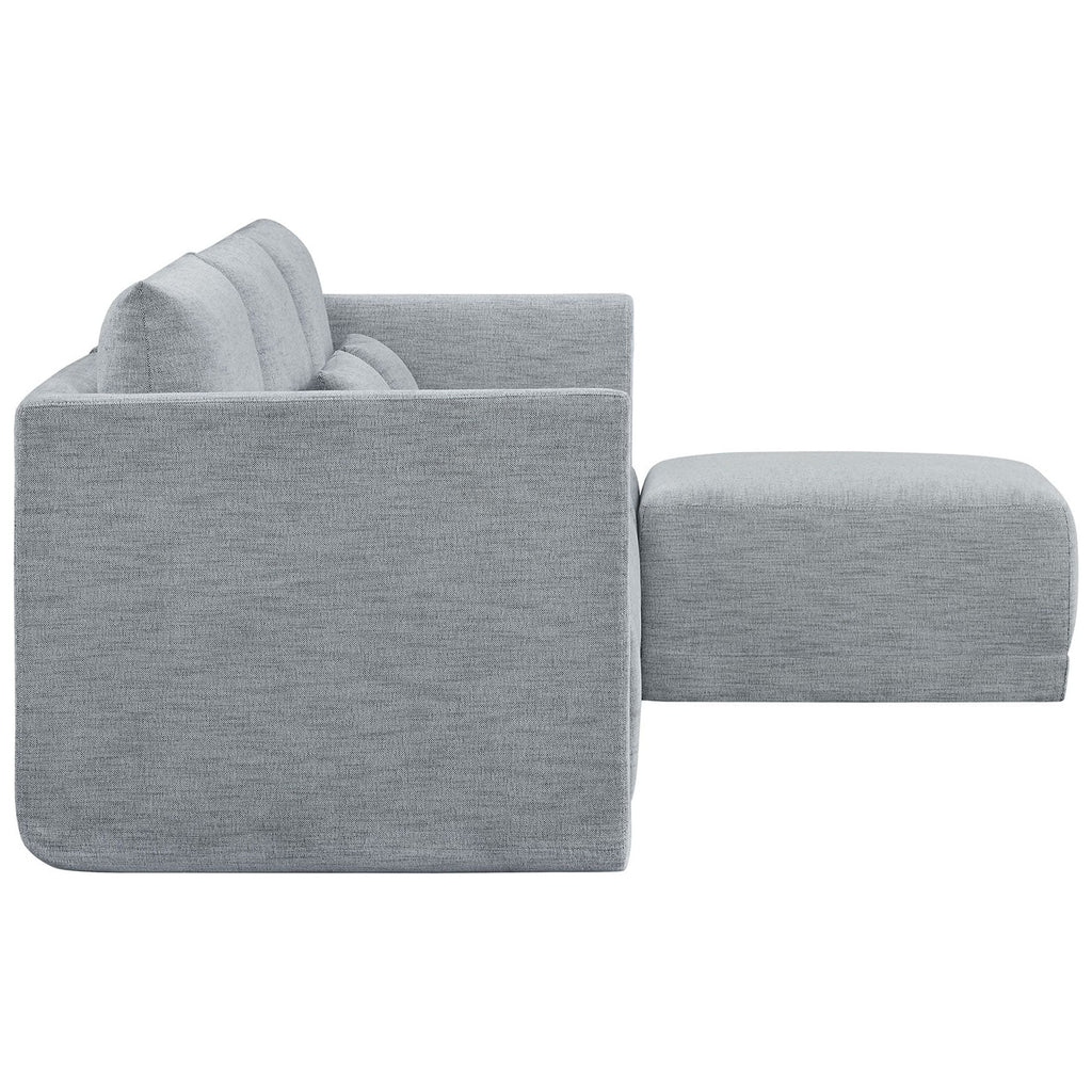 Modular Sectional Sofa with Ottoman, Gray Fabric C120
