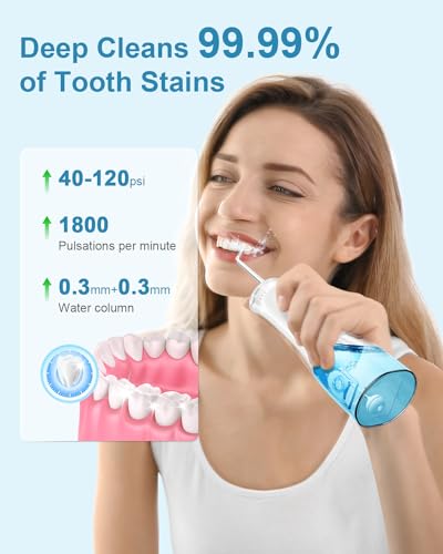 Cordless Water Flosser 300ml Rechargeable Oral Irrigator with 4 Modes and 4 Jet Tips D7941